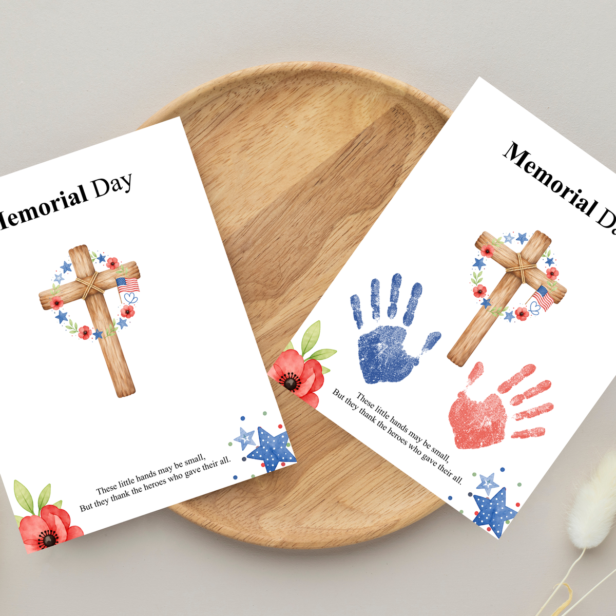 Christian Memorial Day Handprint Craft Printable | Patriotic Keepsake Art for Kids | Veterans Tribute Activity | Preschool Classroom DIY PDF