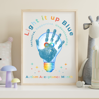 Autism Acceptance Month “Light It Up Blue” Handprint Craft Printable | Autism Awareness & Inclusion Kids Activity | Classroom SEL Art PDF