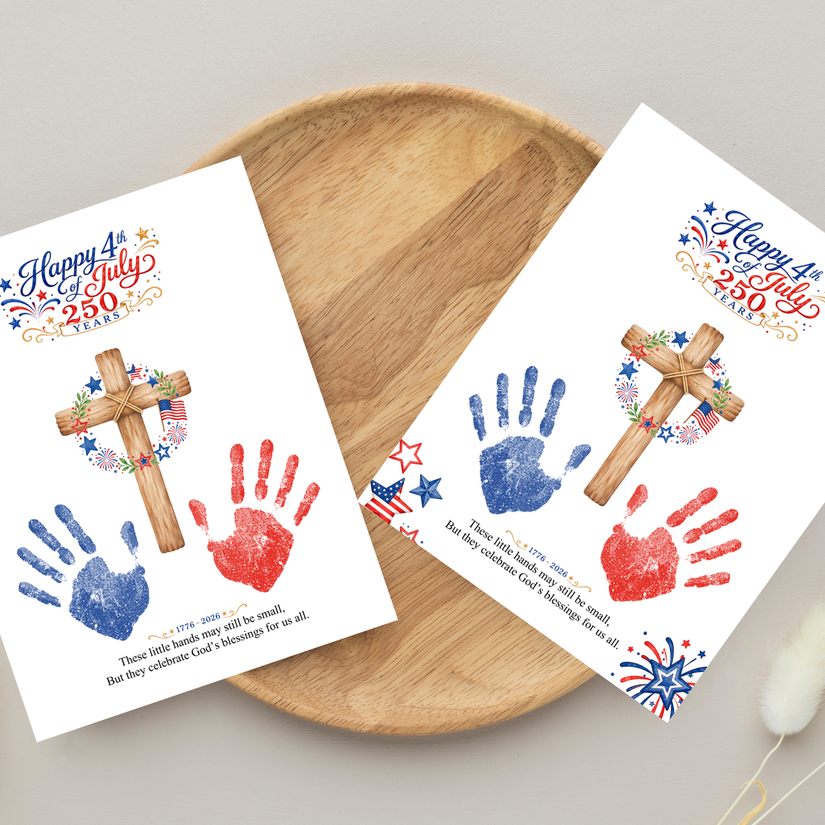 Christian July 4th Handprint Craft Printable, America 250 Faith-Based Patriotic Keepsake Activity for Kids
