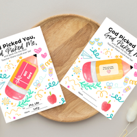 Christian Teacher Appreciation Gift Card Holder Printable, God Picked You God Picked Me Teacher Gift, End of School Teacher Thank You Card, Instant Download