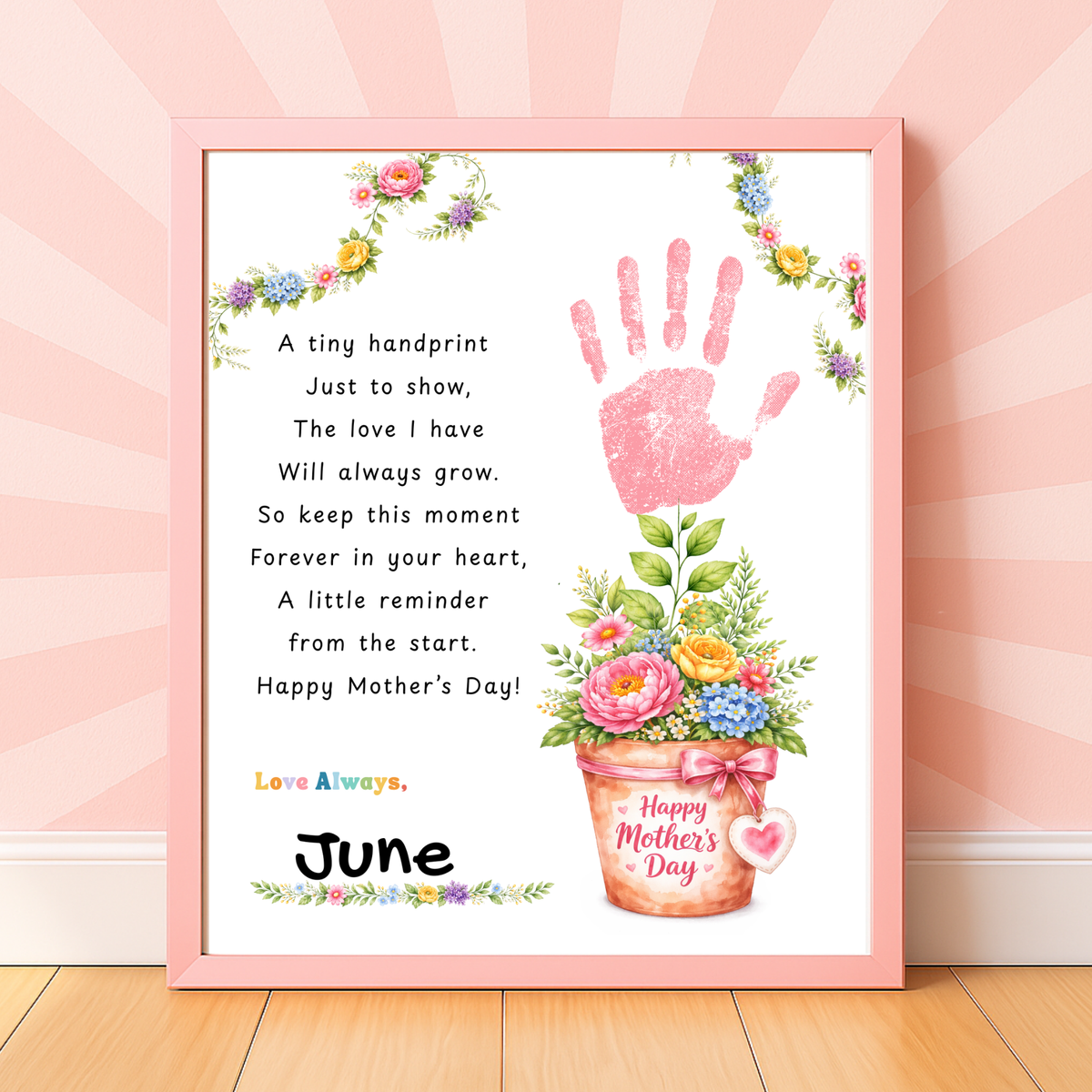 Mother’s Day Handprint Flower Pot Craft Printable | Keepsake Gift for Mom from Kids | Preschool DIY Handprint Art PDF | Happy Mother’s Day Craft