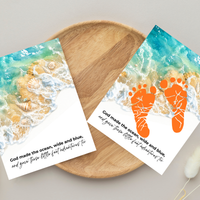 God Made the Ocean, Wide and Blue Footprint Craft Printable | Christian Beach Keepsake | Summer Footprint Art for Kids