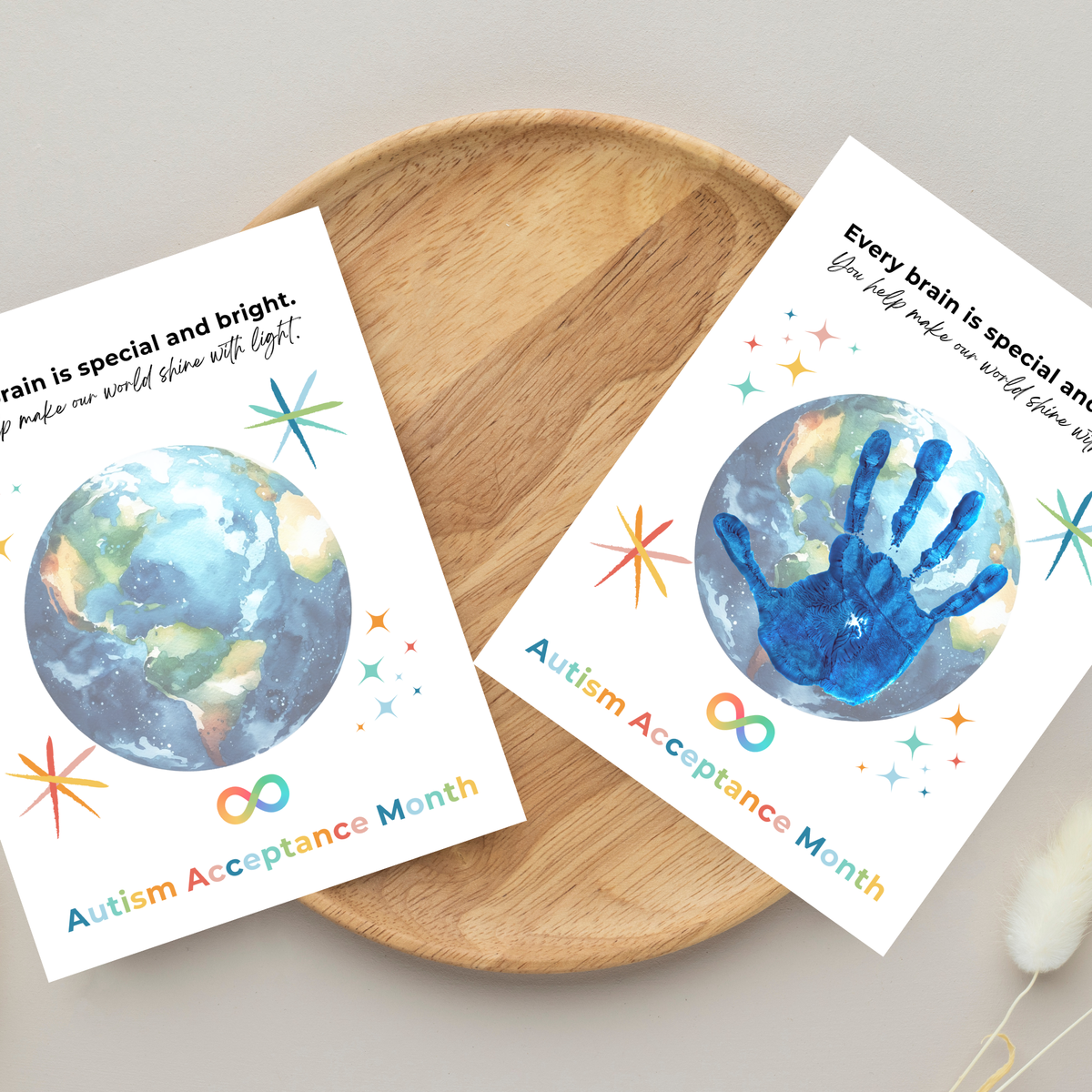 Autism Acceptance Month Handprint Craft Printable | Every Brain is Special and Bright | Classroom Autism Awareness Activity | Preschool Keepsake PDF