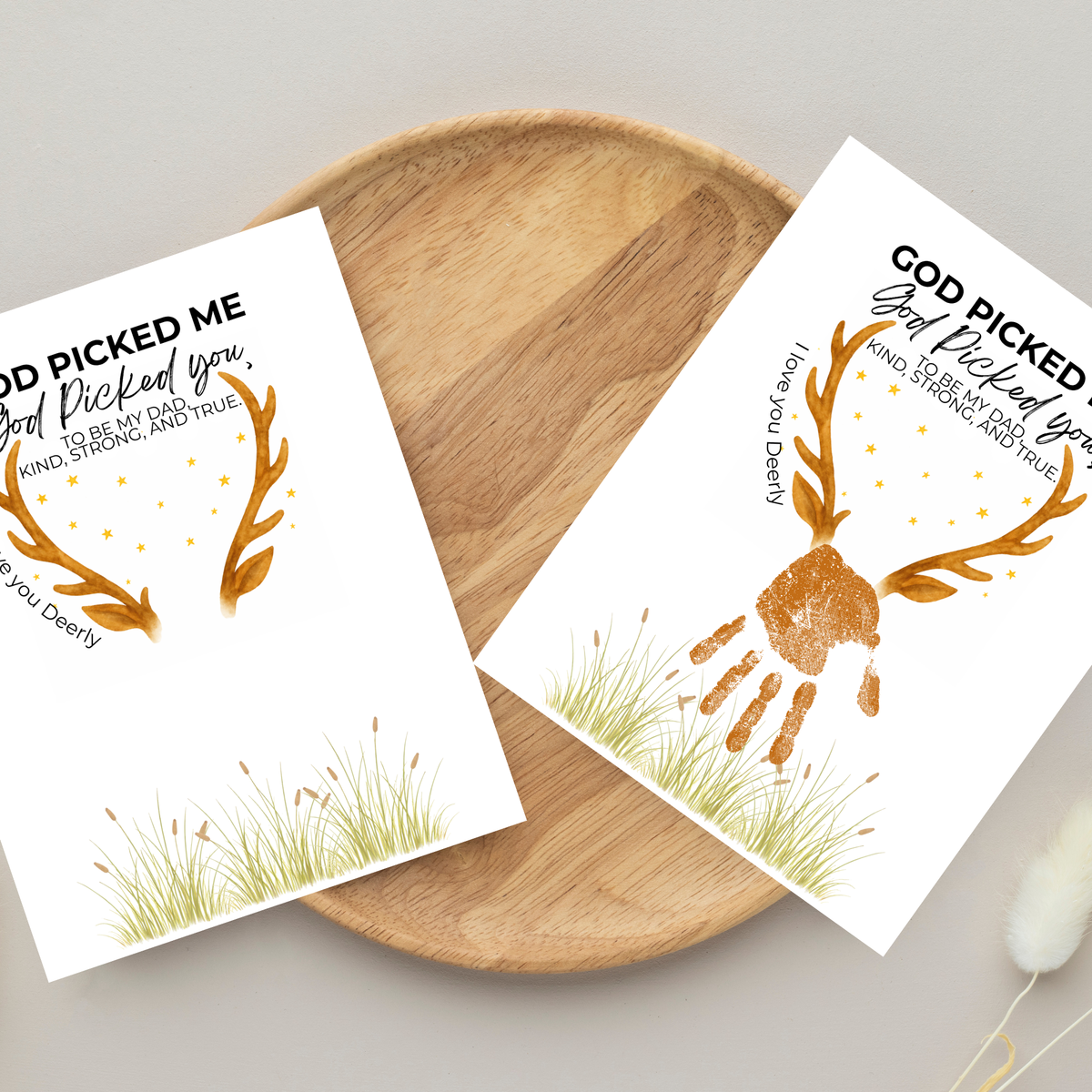 God Picked Me Father’s Day Handprint Craft Printable | Christian Dad Keepsake from Kids | Deer Handprint Art | Faith-Based Preschool DIY Printable