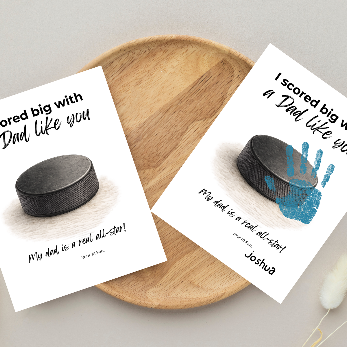 Hockey Handprint Craft for Dad, I Scored Big with a Dad Like You Printable, Father’s Day Hockey Keepsake from Kids