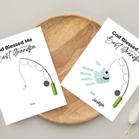 Christian Grandpa Handprint Craft Printable | God Blessed Me with the Best Grandpa Gift | Father’s Day or Birthday Keepsake | Fishing DIY