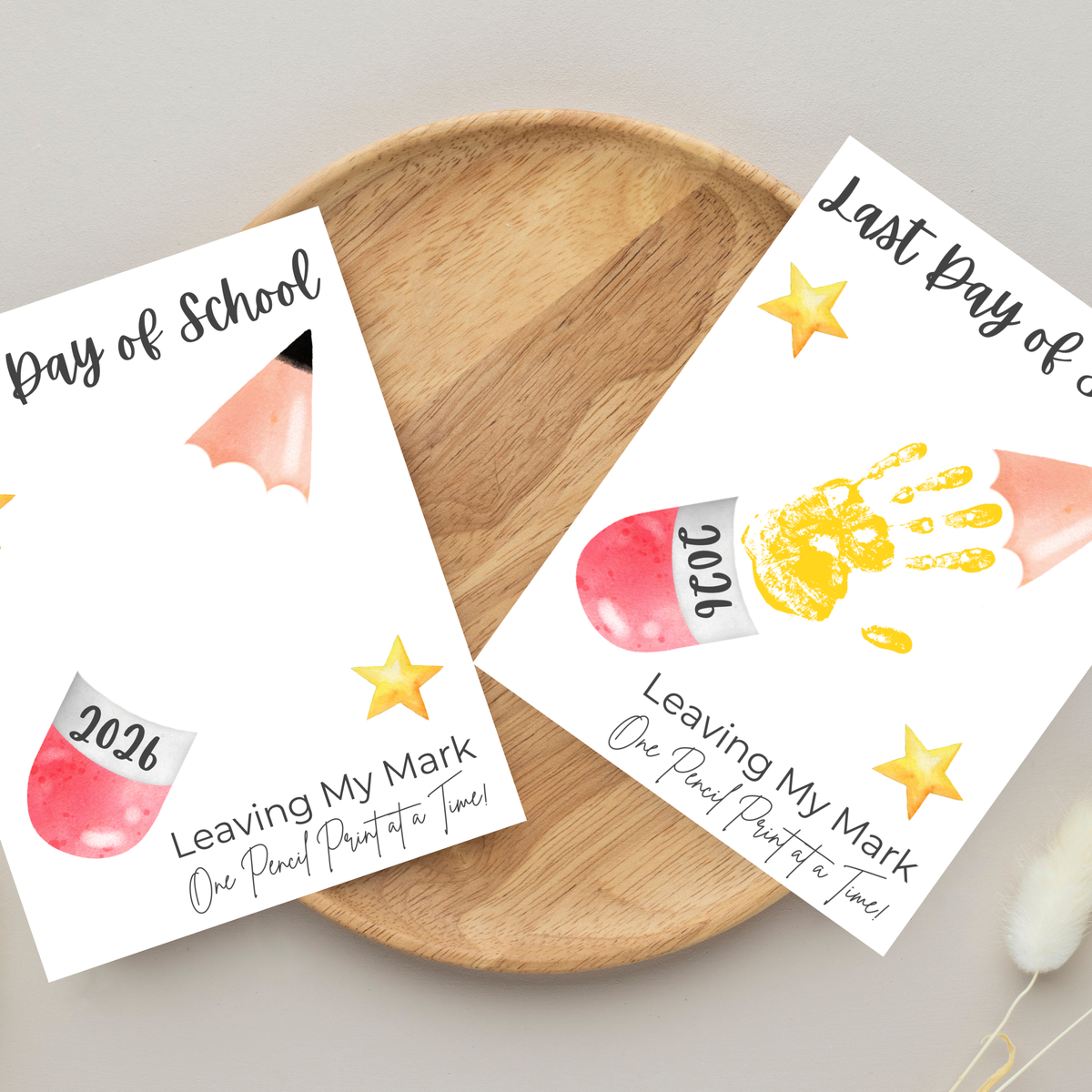 Last Day of School Pencil Handprint Craft Printable | End of School Year Keepsake Art | Leaving My Mark School Sign 2026 | Preschool DIY Handprint PDF