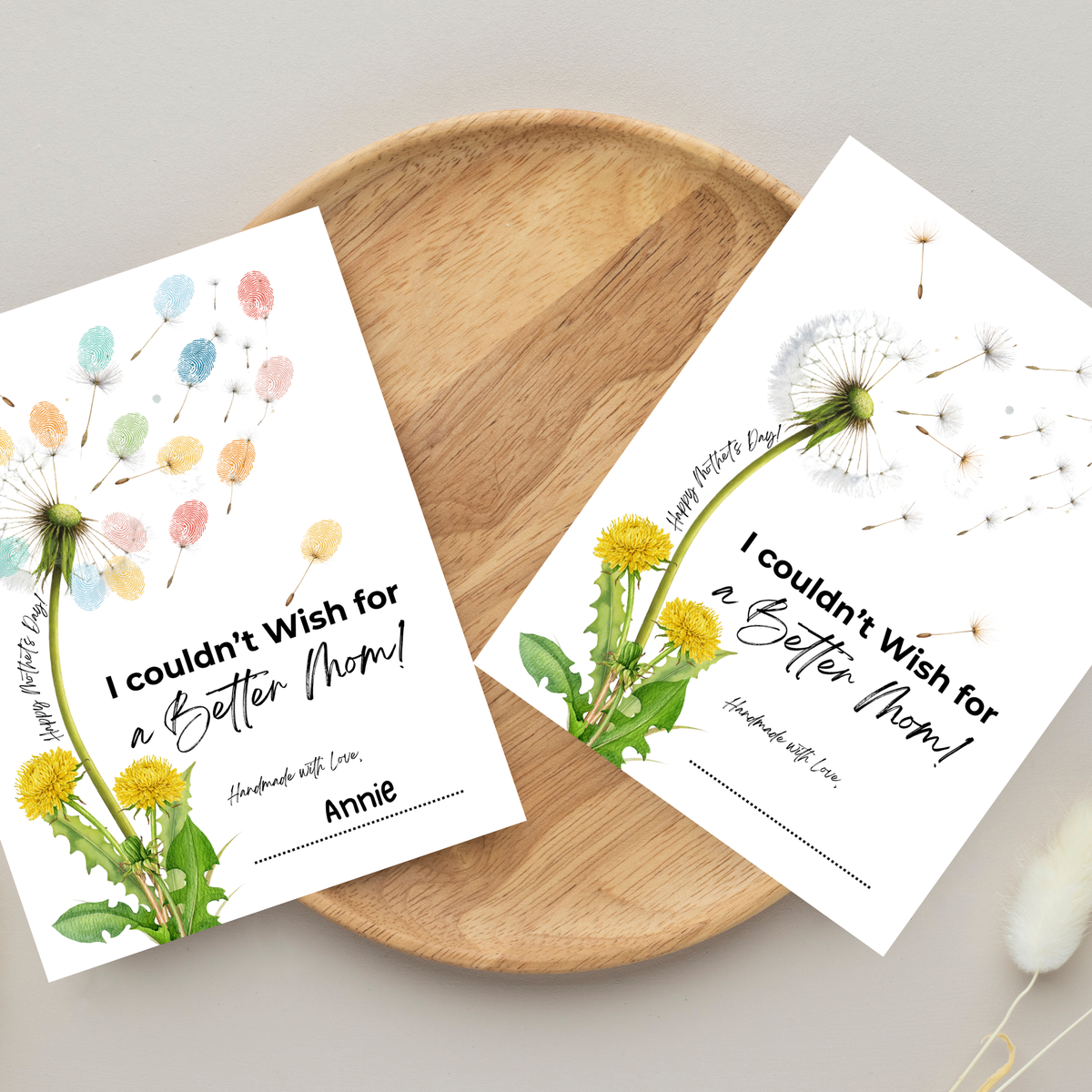 Mother’s Day Dandelion Handprint Craft Printable | I Couldn’t Wish for a Better Mom Keepsake | Preschool DIY Mother’s Day Gift | Kids Fingerprint Art PDF