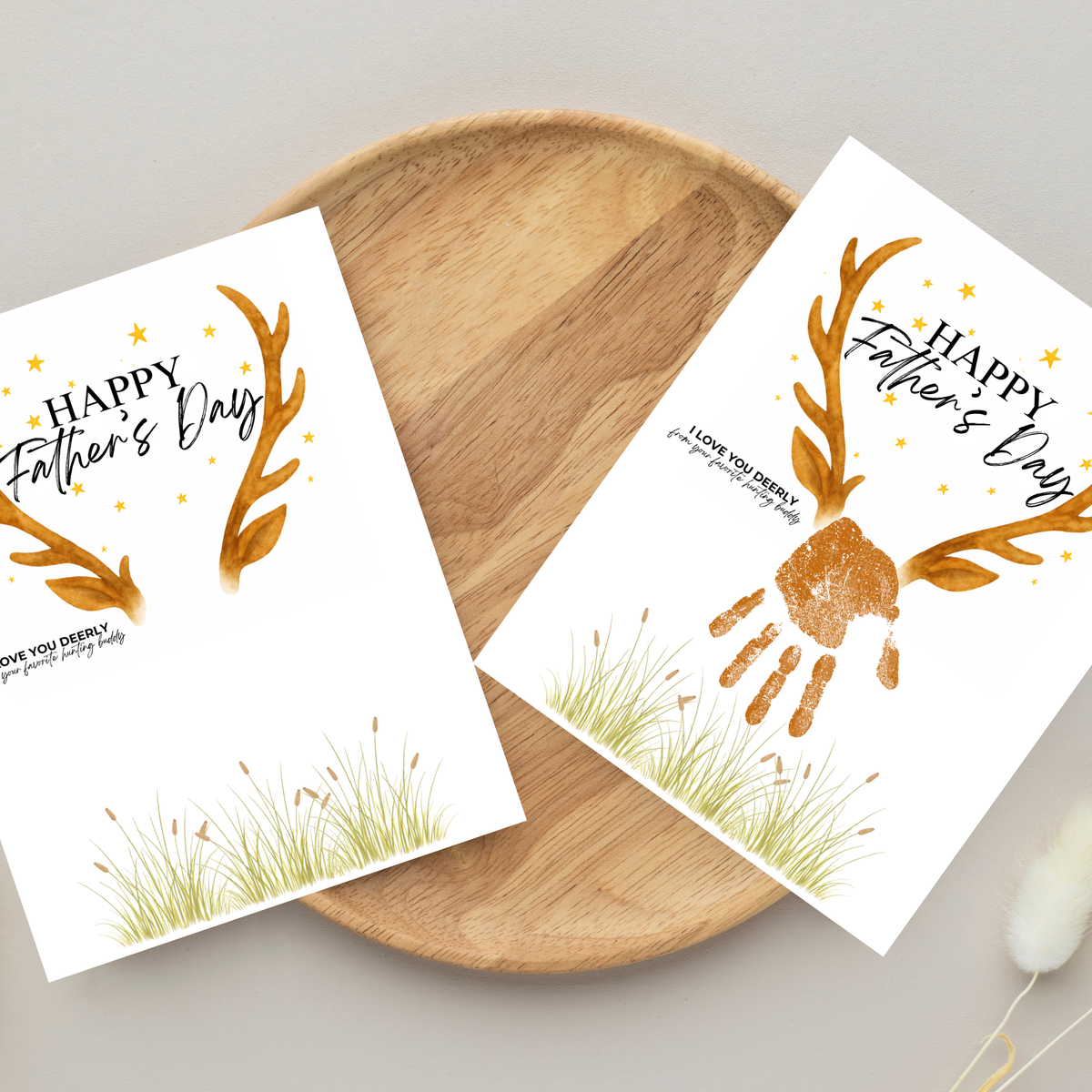 Father’s Day Handprint Craft Printable | Happy Father’s Day Deer Keepsake from Kids | Hunting Dad Gift | Preschool DIY Handprint Art PDF