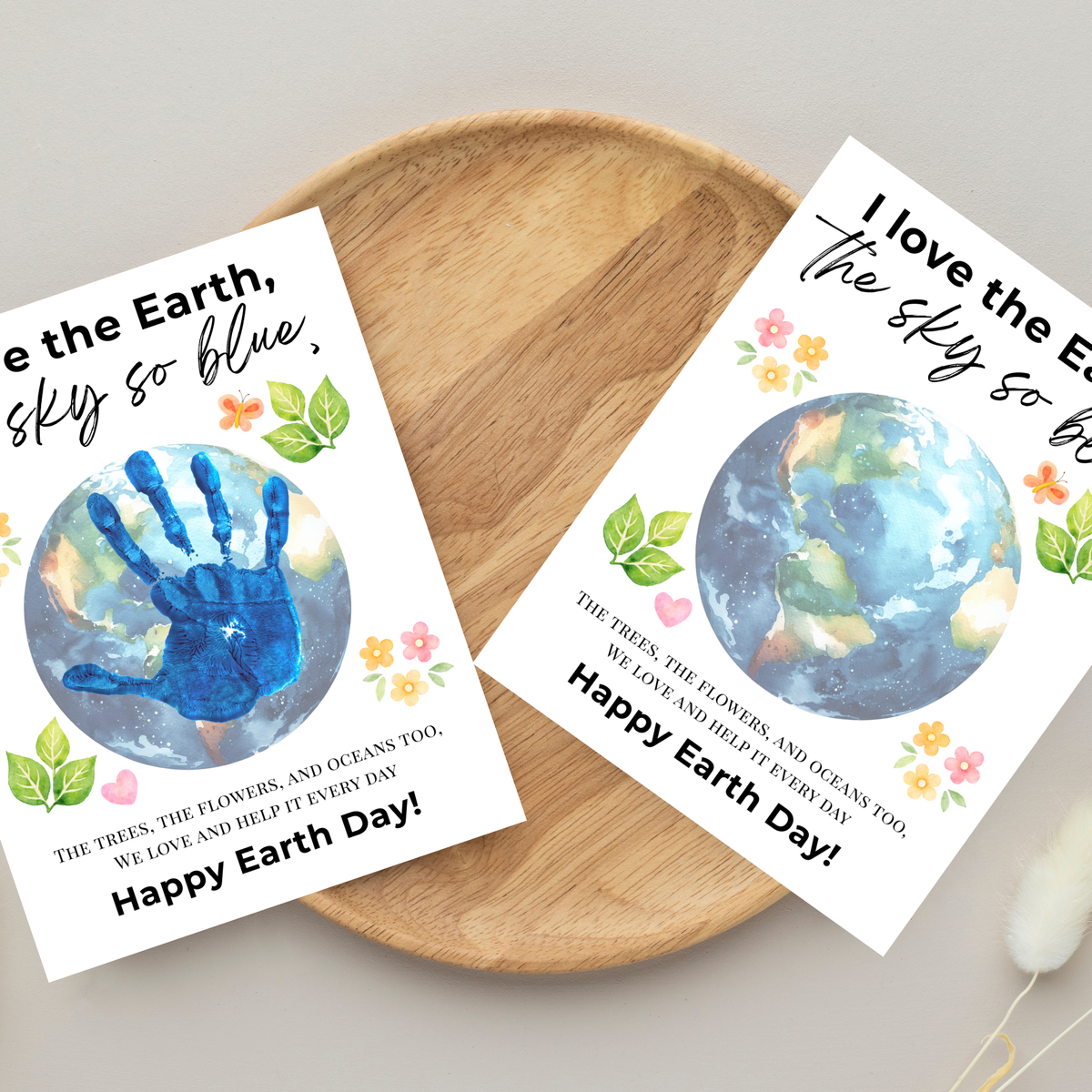 Earth Day Handprint Craft Printable | Happy Earth Day Keepsake from Kids | Preschool Earth Day Art Activity | Classroom Spring Craft PDF