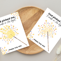 God Picked Me to Walk in His Light Handprint Craft Printable | Christian 4th of July Keepsake | Faith-Based Independence Day Activity