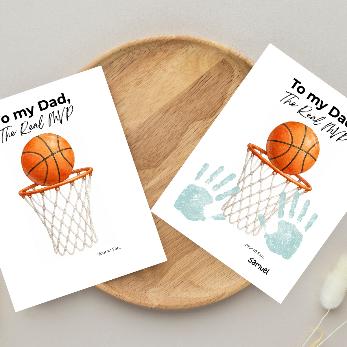 Basketball Father’s Day Handprint Craft Printable, To My Dad The Real MVP, Basketball Birthday Gift for Dad, Sports Dad Keepsake from Kids