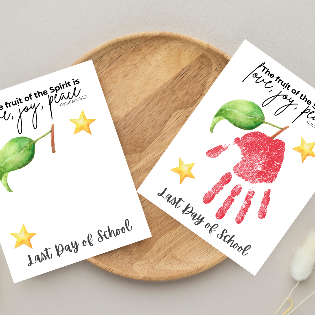 Fruit of the Spirit Apple Handprint Craft Printable | First & Last Day of School Keepsake | Christian Back to School Activity