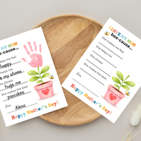 Mother’s Day Handprint Craft Printable | I Love My Mom Bee-cause Fill-in-the-Blank Keepsake | Preschool DIY Mom Gift | Kids Writing Activity PDF