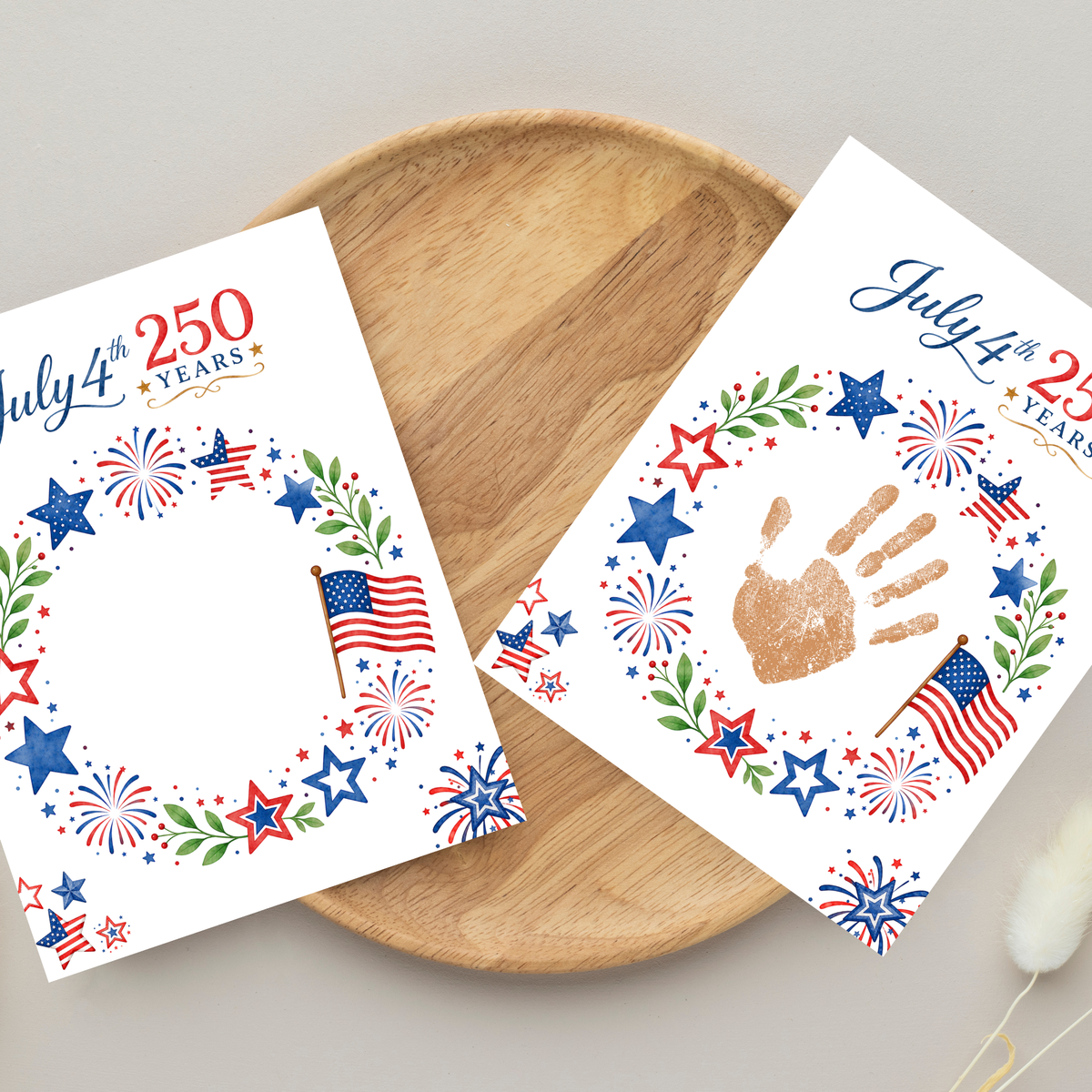 July 4th 250 Years Handprint Craft Printable, Patriotic Independence Day Keepsake Activity for Kids, America 250 Celebration