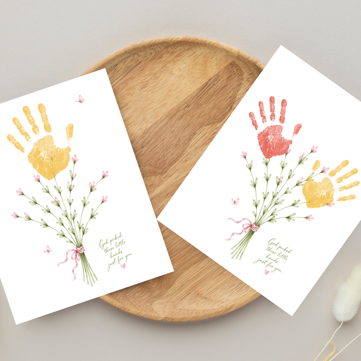 Christian Mother’s Day Handprint Craft Printable | God Picked These Little Hands for You | Mom Grandma Aunt Keepsake Gift | Birthday & Valentine’s Day Printable