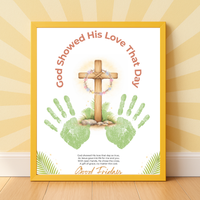 Good Friday Handprint Cross Craft Printable | “God Showed His Love That Day” Christian Kids Activity | Easter Faith Keepsake PDF