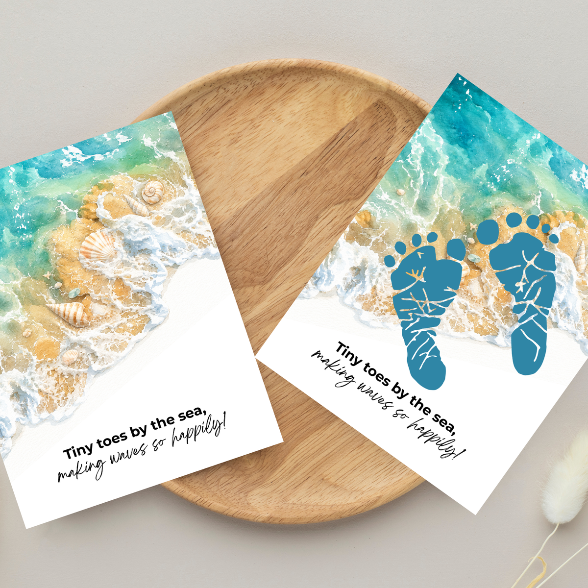 Tiny Toes by the Sea Footprint Craft Printable | Beach Footprint Keepsake | Summer Ocean Nursery Art for Kids