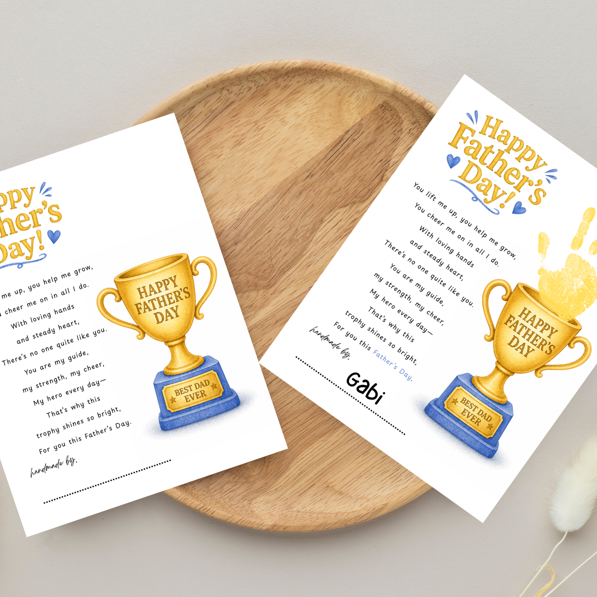 Father’s Day Trophy Handprint Craft Printable | Best Dad Ever Keepsake | Kids DIY Gift for Dad | Preschool Father’s Day Activity