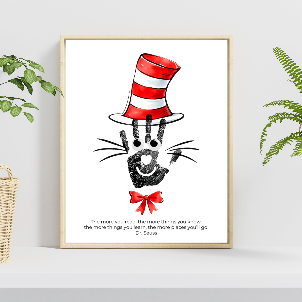 Reading Hat Handprint Craft Printable | Kids Book Week Keepsake Art | Classroom Reading Activity Digital Print