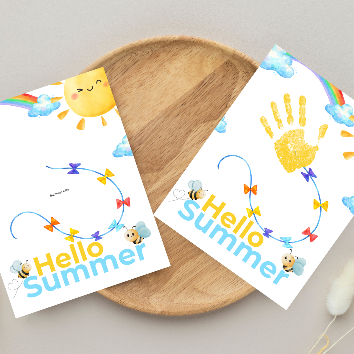Hello Summer Handprint Craft Printable | Summer Keepsake Activity for Kids | Preschool Kindergarten End of School Year Craft
