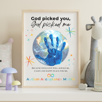 Autism Acceptance Month Handprint Craft Printable | “God Picked You, God Picked Me” Faith-Based Inclusion Activity | Christian Kids Art PDF