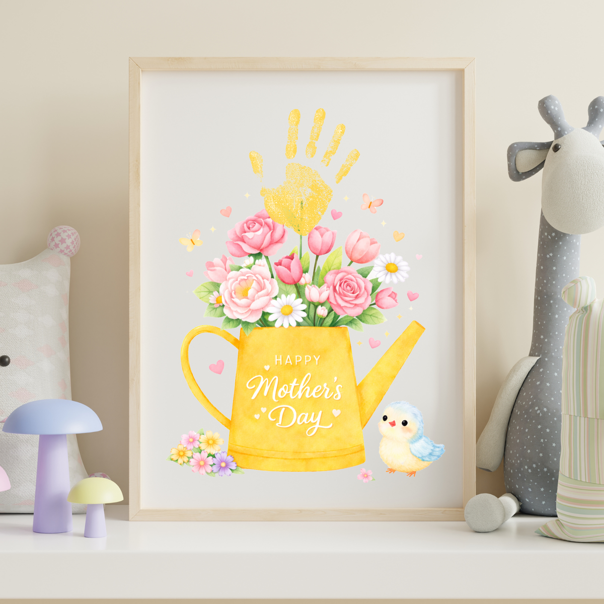 Mother’s Day Handprint Craft Printable | “Happy Mother’s Day” Flower Watering Can Keepsake | Preschool Kids Mother’s Day Activity PDF