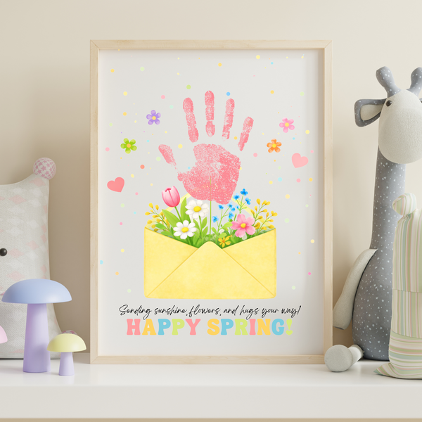 Spring Handprint Craft Printable | “Happy Spring” Flower Envelope Keepsake | Preschool Fine Motor Art Activity PDF