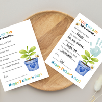 Father’s Day Handprint Craft Printable | I Love My Dad Bee-cause Worksheet | Fill-in-the-Blank Keepsake Gift from Kids | Preschool DIY Art PDF