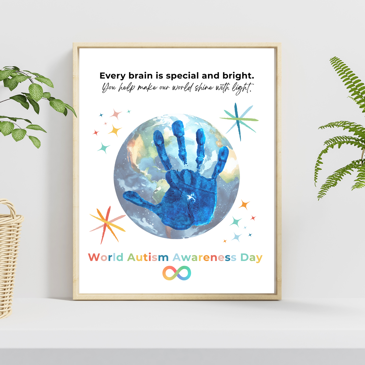 World Autism Acceptance Day Handprint Craft Printable | Autism Awareness & Inclusion Activity for Kids | Classroom Social Emotional Learning Art PDF| Colorful Earth