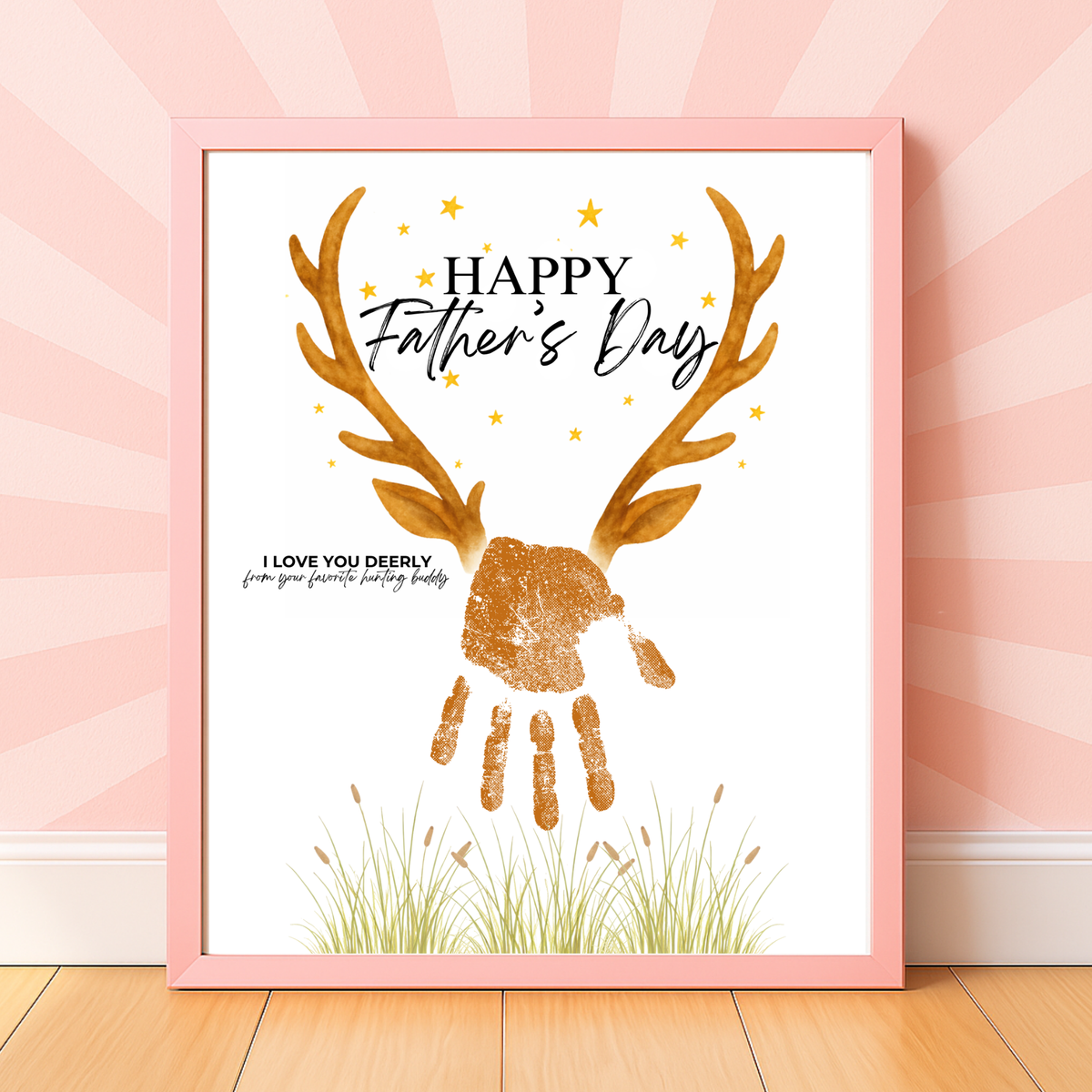 Father’s Day Handprint Craft Printable | Happy Father’s Day Deer Keepsake from Kids | Hunting Dad Gift | Preschool DIY Handprint Art PDF