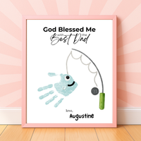 Christian Father’s Day Handprint Craft | God Blessed Me with the Best Dad Printable | Dad Birthday Gift from Kids | Fishing Keepsake DIY