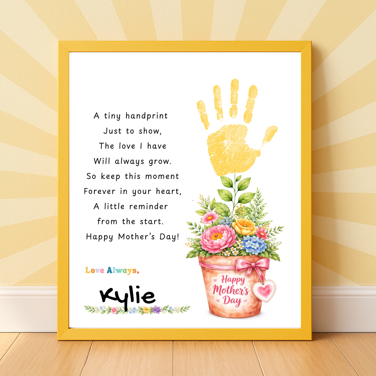 Mother’s Day Handprint Flower Pot Craft Printable | Keepsake Gift for Mom from Kids | Preschool DIY Handprint Art PDF | Happy Mother’s Day Craft