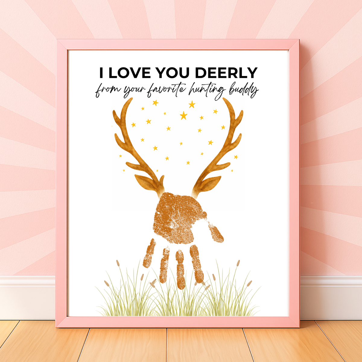 Father’s Day Handprint Craft Printable | I Love You Deerly Keepsake from Kids | Hunting Dad Gift | Preschool DIY Handprint Art PDF