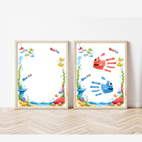 Red Fish Blue Fish Handprint Craft Printable | Kids Literacy Art Activity | Color Learning Classroom Keepsake PDF