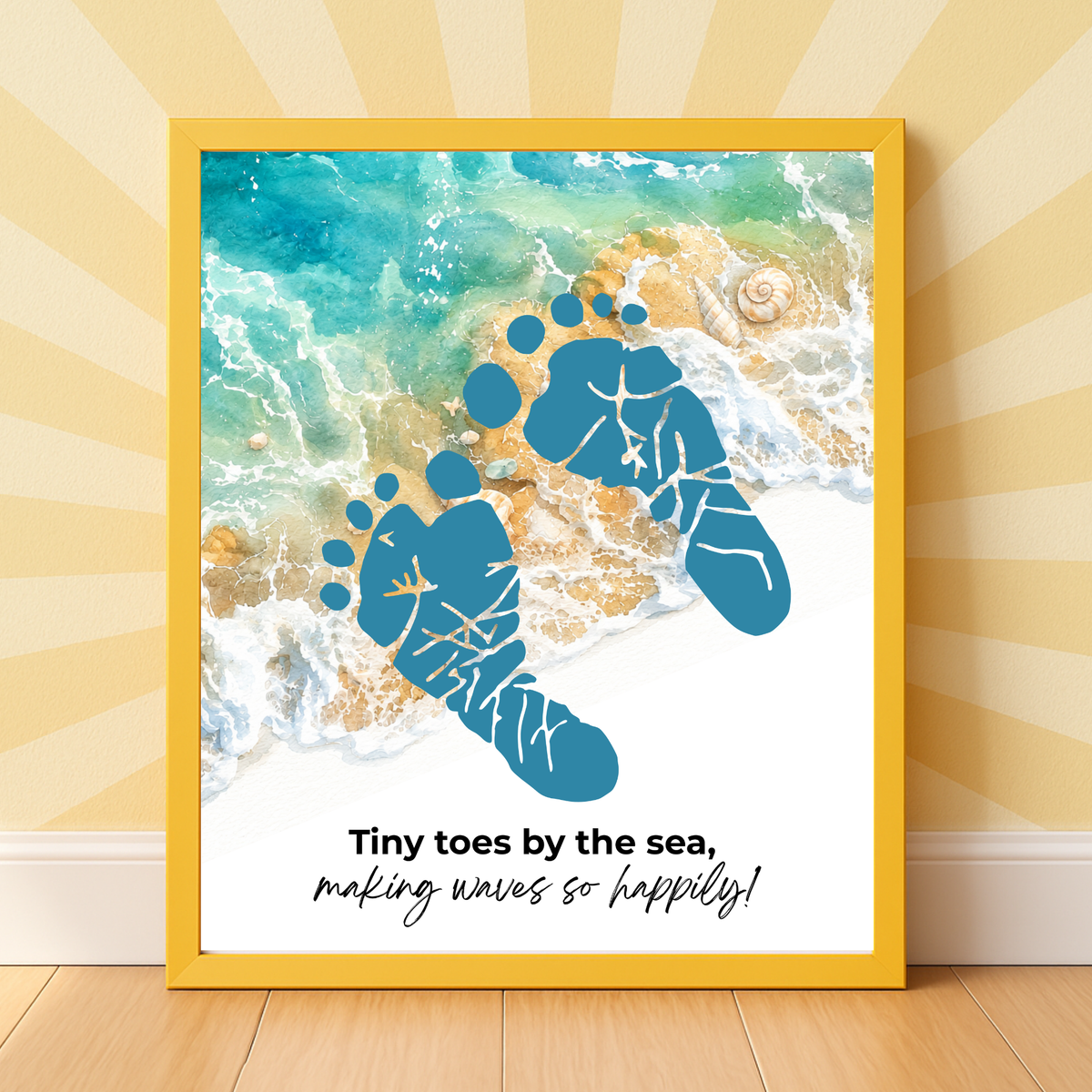 Tiny Toes by the Sea Footprint Craft Printable | Beach Footprint Keepsake | Summer Ocean Nursery Art for Kids