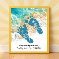Tiny Toes by the Sea Footprint Craft Printable | Beach Footprint Keepsake | Summer Ocean Nursery Art for Kids