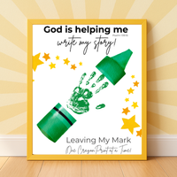 God Is Helping Me Write My Story Handprint Craft Printable | Christian Back to School Keepsake Bundle | Crayon Handprint Activity for Kids