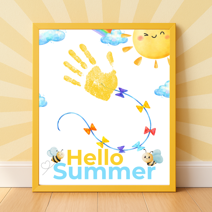 Hello Summer Handprint Craft Printable | Summer Keepsake Activity for Kids | Preschool Kindergarten End of School Year Craft