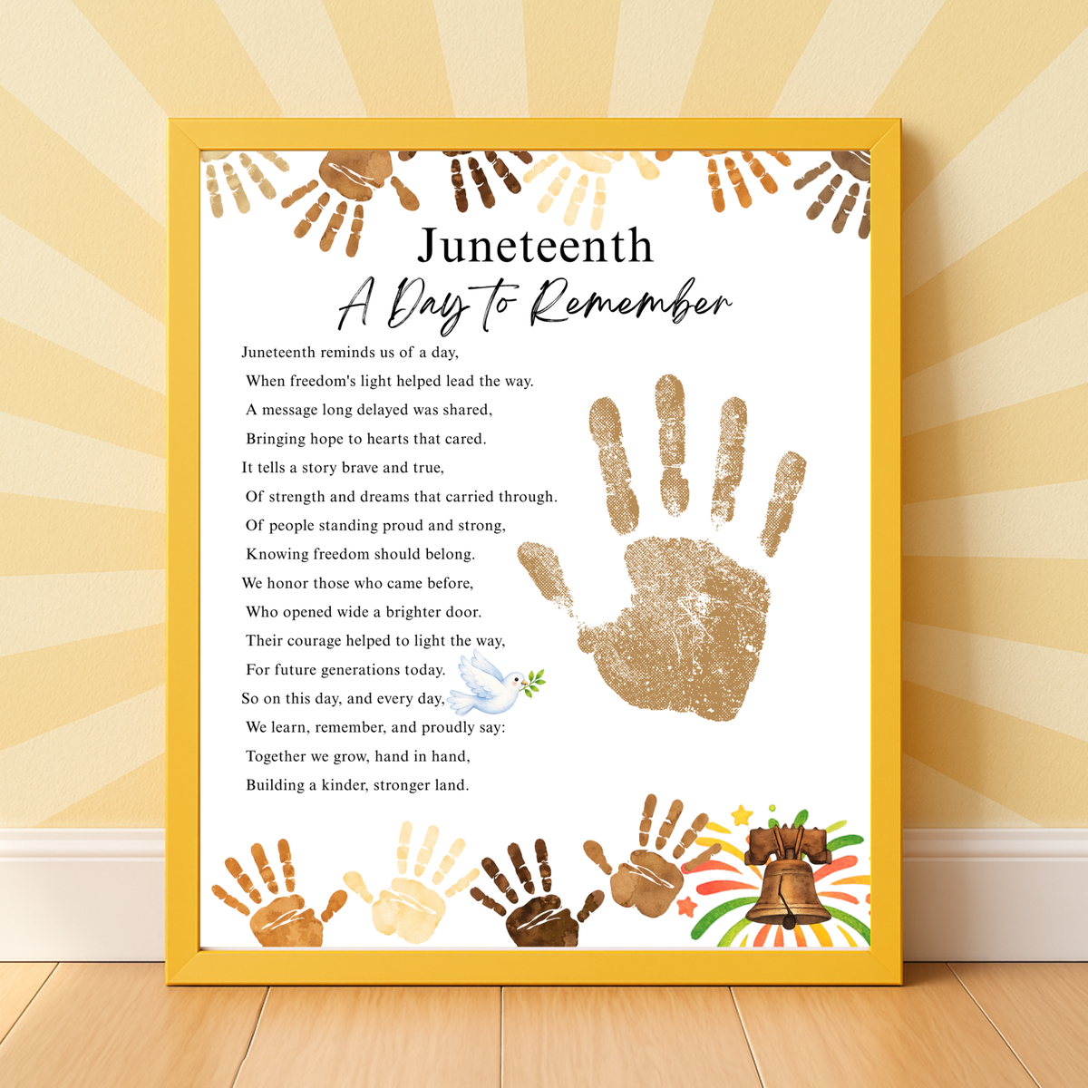 Juneteenth Handprint Craft Printable, Juneteenth Day to Remember Activity, Diversity Keepsake for Kids, Classroom Juneteenth Craft