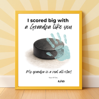 Hockey Handprint Craft for Grandpa, I Scored Big with a Grandpa Like You Printable, Father’s Day Grandpa Gift from Kids