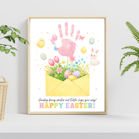 Easter Handprint Craft Printable | Bunny & Chick Flower Envelope Keepsake | Preschool Fine Motor Spring Activity PDF