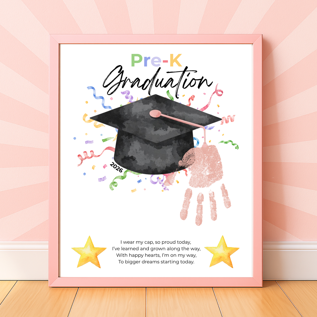 Pre-K Graduation Handprint Craft Printable | Preschool Graduation Keepsake | End of Year Classroom Activity | Kids Graduation Art PDF