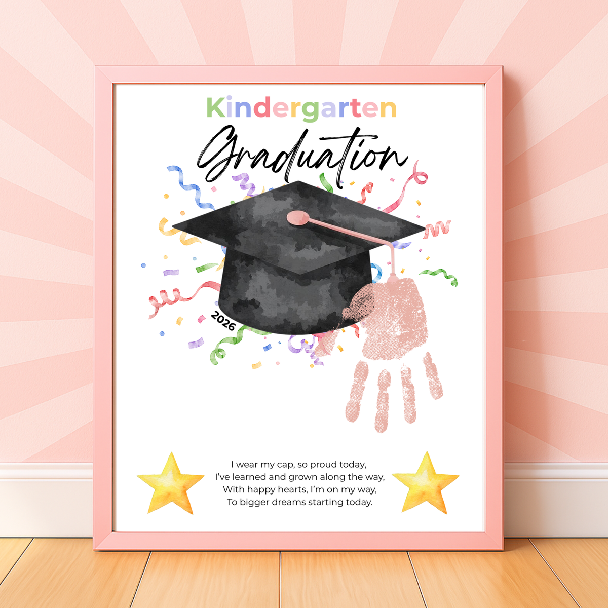 Kindergarten Graduation Printable | Graduation Cap Classroom Keepsake | End of Year Teacher Gift | Preschool Graduation Activity | 2026 Graduation Poster