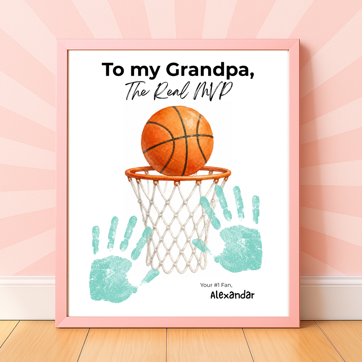 Basketball Grandpa Handprint Craft Printable, To My Grandpa The Real MVP, Basketball Grandpa Birthday Gift, Sports Grandpa Keepsake from Kids