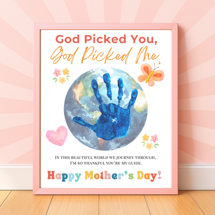 God Picked You God Picked Me Mother’s Day Printable | Christian Mother’s Day Gift from Kids | Faith-Based Mom Keepsake | Preschool Handprint Craft PDF