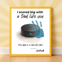 Hockey Handprint Craft for Dad, I Scored Big with a Dad Like You Printable, Father’s Day Hockey Keepsake from Kids