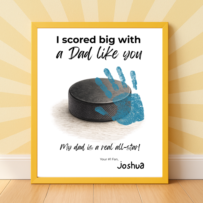 Hockey Handprint Craft for Dad, I Scored Big with a Dad Like You Printable, Father’s Day Hockey Keepsake from Kids