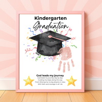 Christian Kindergarten Graduation Handprint Craft Printable | Graduation Keepsake | God Leads My Journey Kinder Graduation Art | End of Year DIY PDF