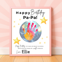 PaPa Birthday Handprint Craft Printable | Happy Birthday Pa-Pa Keepsake from Kids | Grandpa Birthday Gift | 1 or 2 Handprints | Kids DIY Art PDF